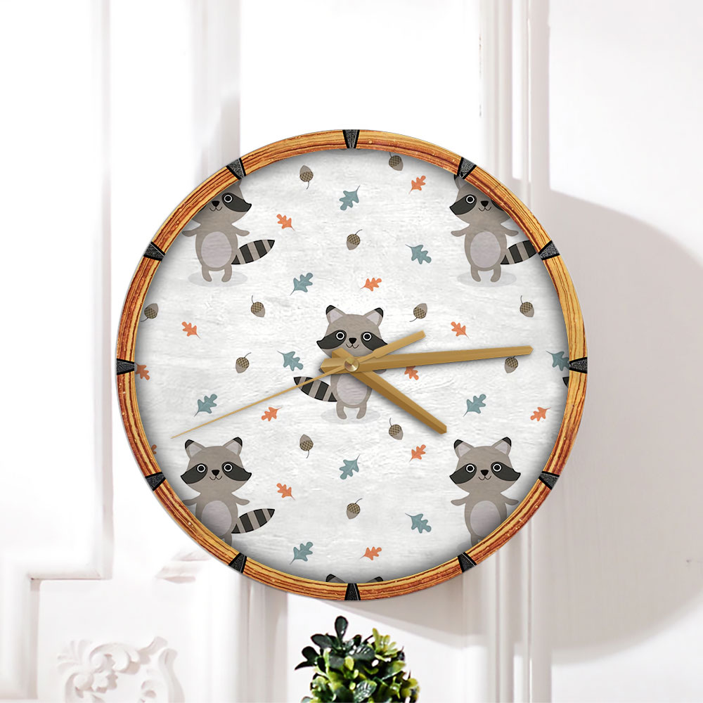 Autumn Raccoon Wall Clock