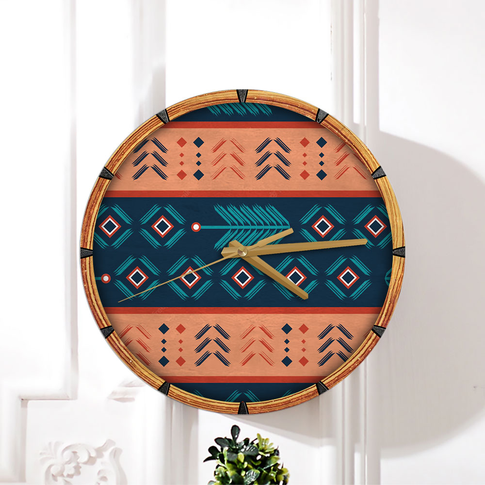 Aztec With Bohemian Stripes Abstract Wall Clock