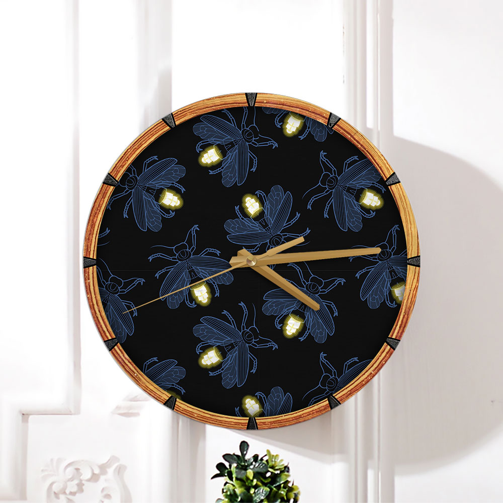 Blue Fireflies Wall Clock