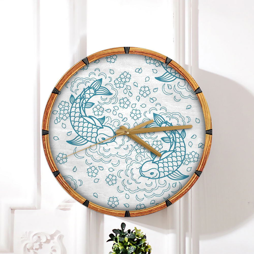 Blue Koi Fish Wall Clock