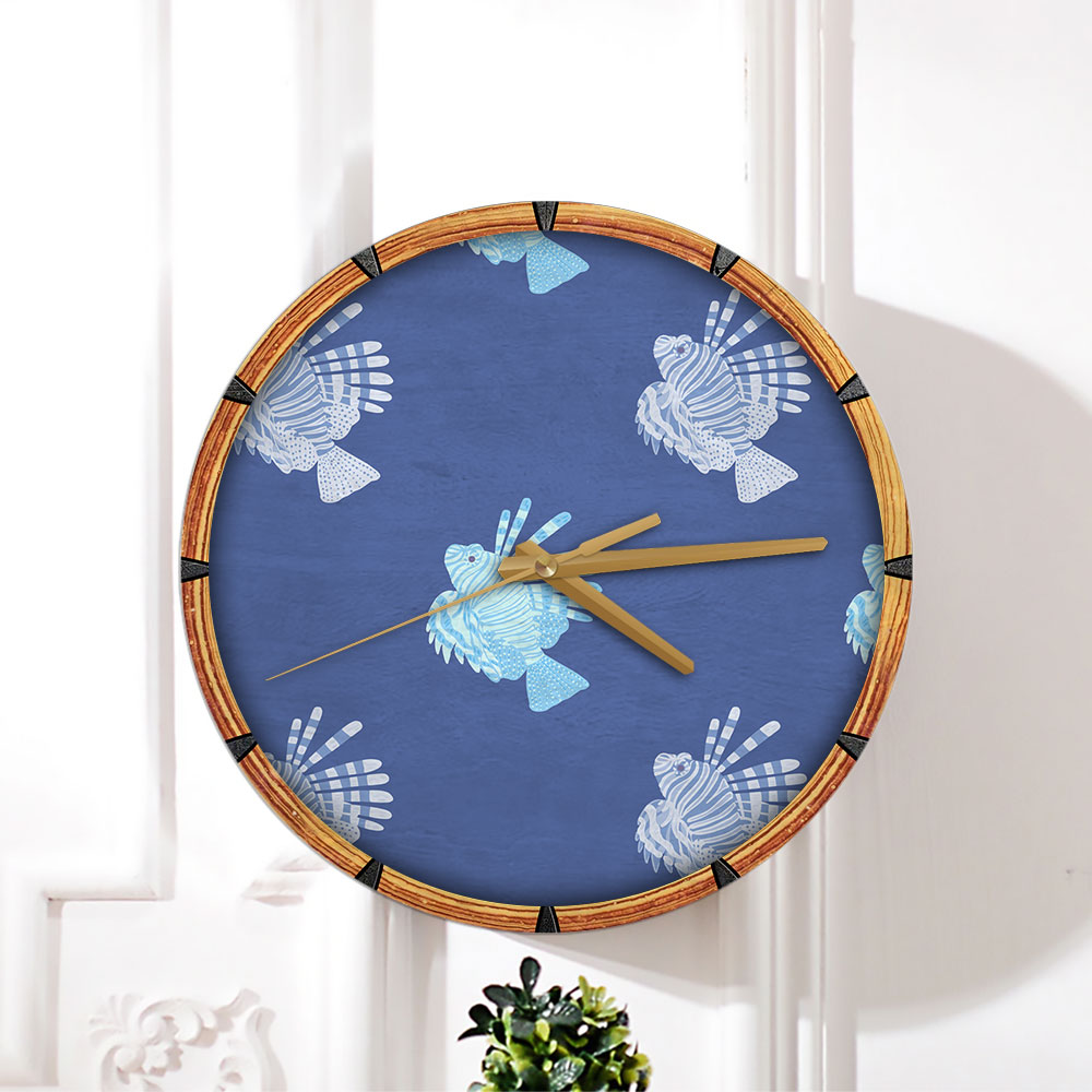 Blue Lionfish Wall Clock