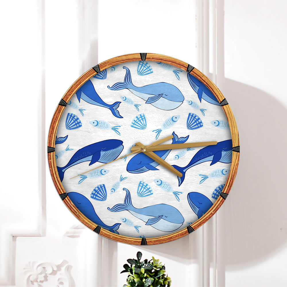 Blue Whale Monogram Wall Clock
