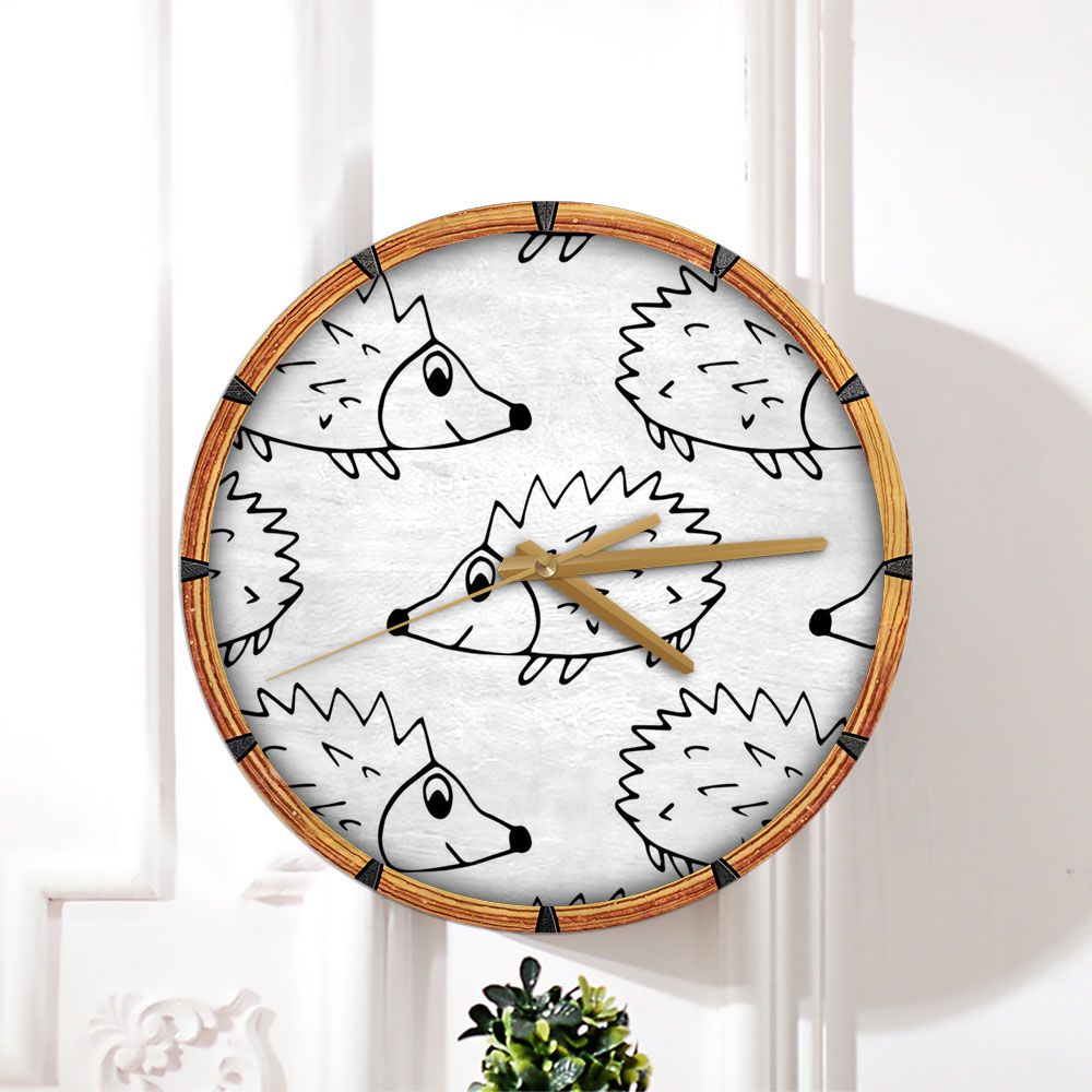 BnW Hedgehog Wall Clock