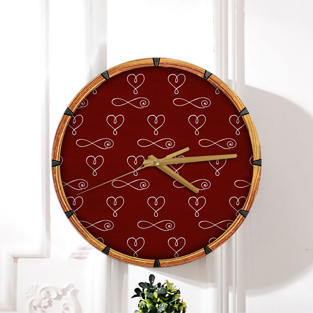 Bohemian With Hearts And Signs Of Infinity Wall Clock