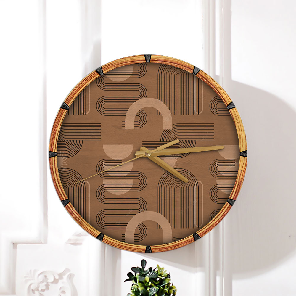 Brown Abstract Minimalist Wall Clock