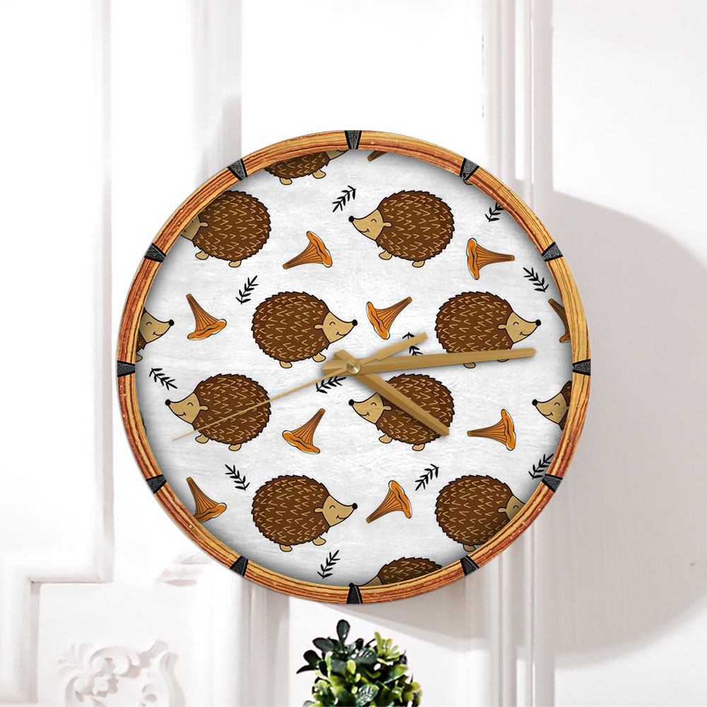 Brown Hedgehog Wall Clock