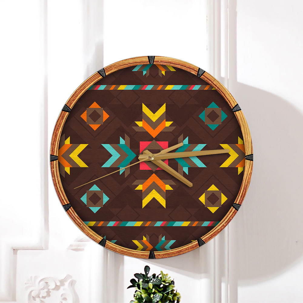Brown Native American Wall Clock
