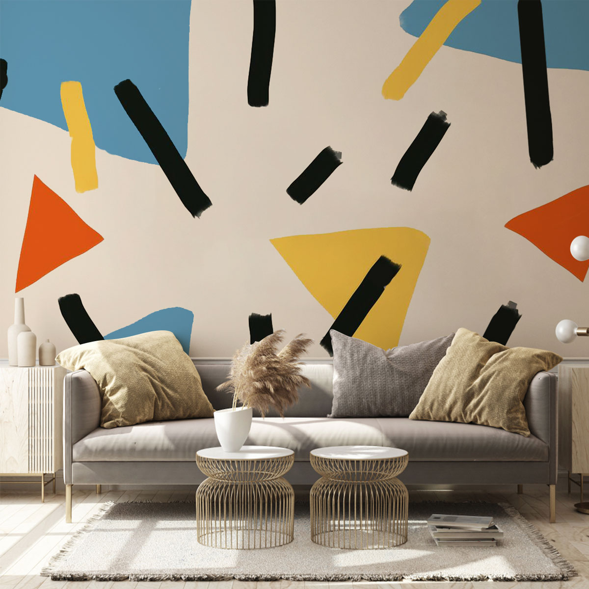 Abstract 80s Aesthetic Geometric Shape Wall Mural