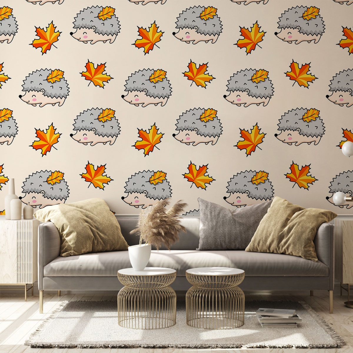 Autumn Leaf Hedgehog Wall Mural