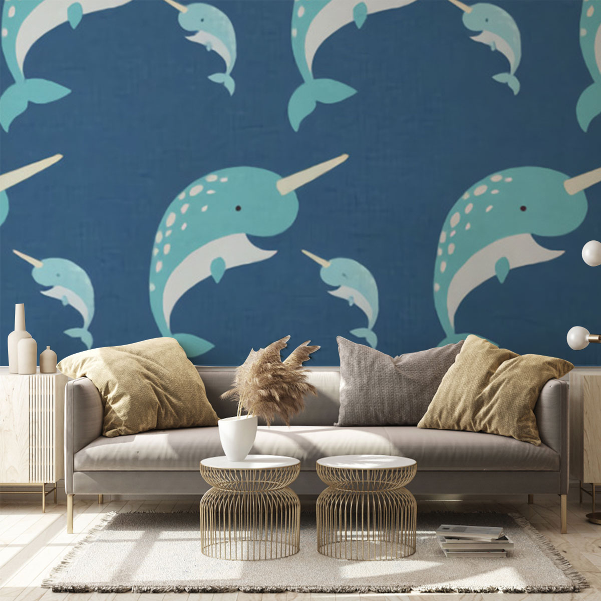 Big And Small Narwhal Wall Mural