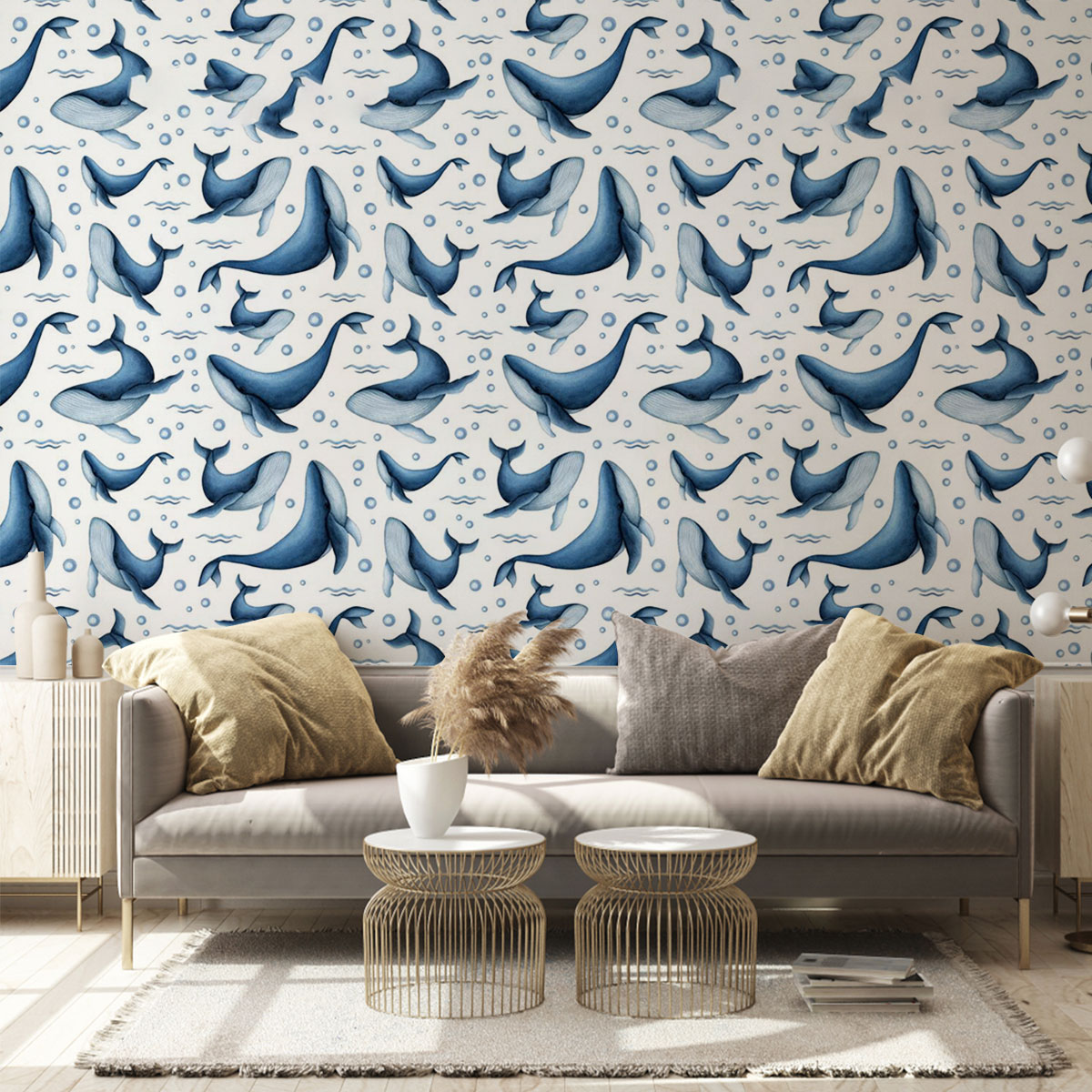 Big Small Blue Whale Wall Mural