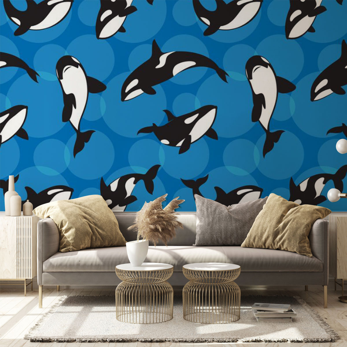 Blue Ocean Orca Monogram Wall Mural
