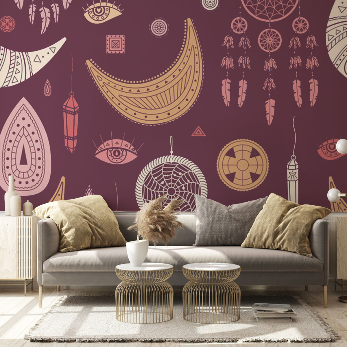 Bohemian With Dreamcatcher And Moon Wall Mural