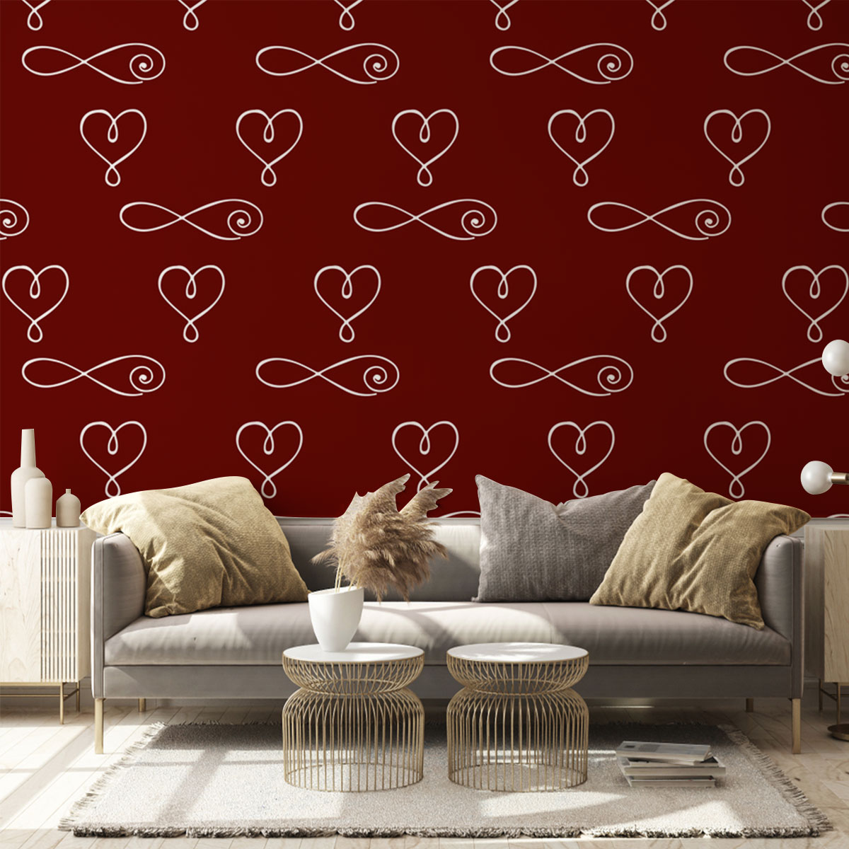 Bohemian With Hearts And Signs Of Infinity Wall Mural