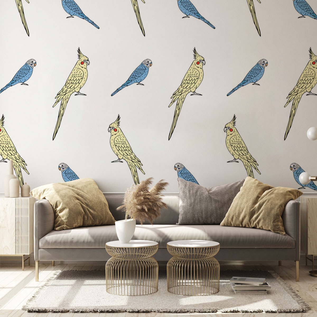 Budgie And Cockatiel Wall Mural