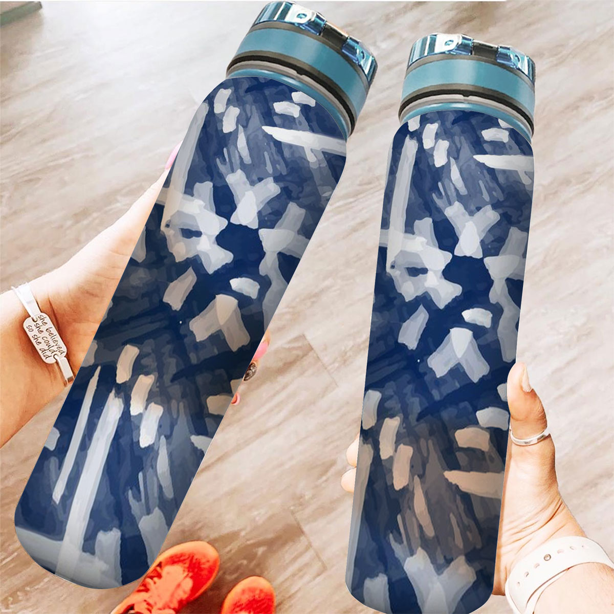 Blue Color Wabi Sabi Tracker Bottle