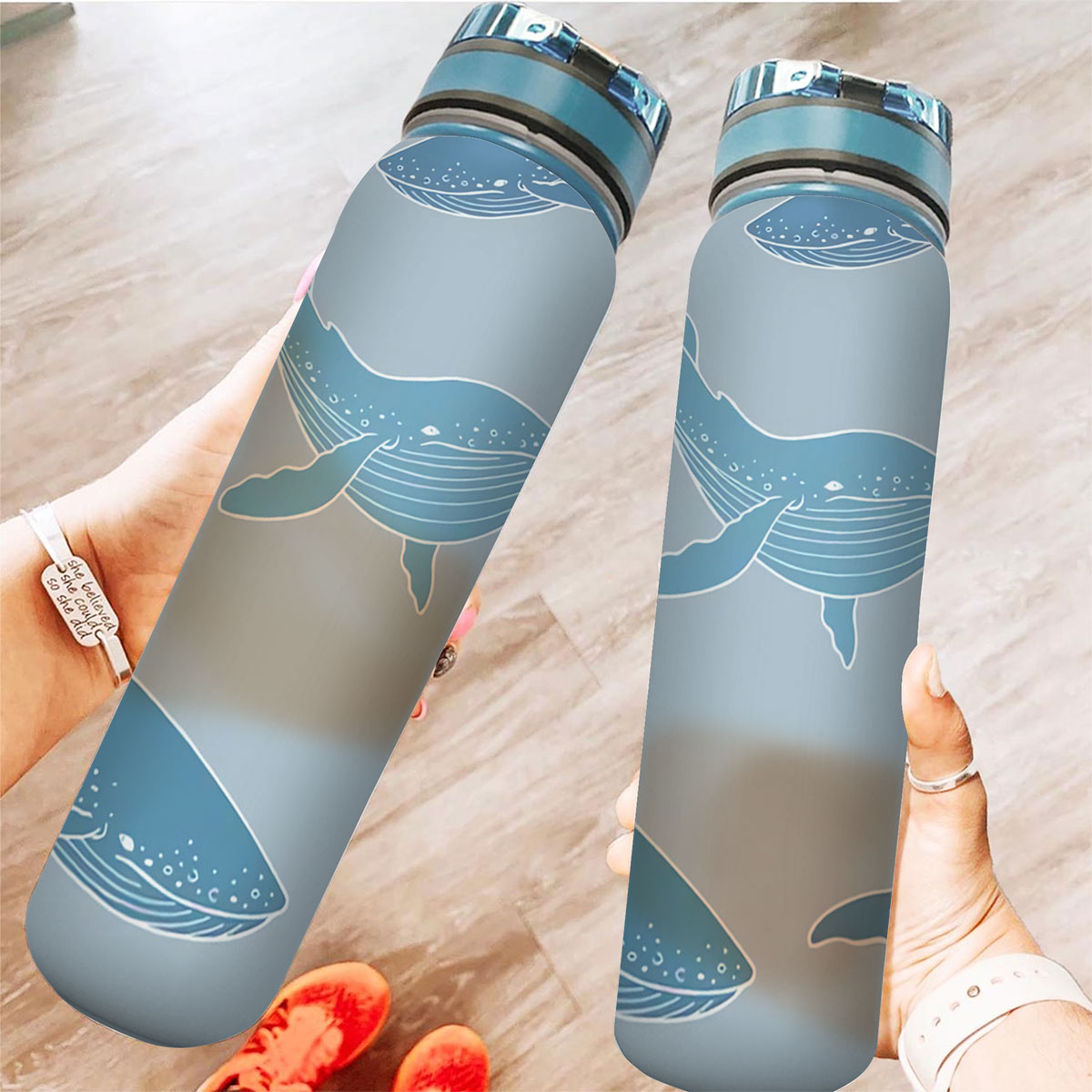Blue Whale On Grey Tracker Bottle