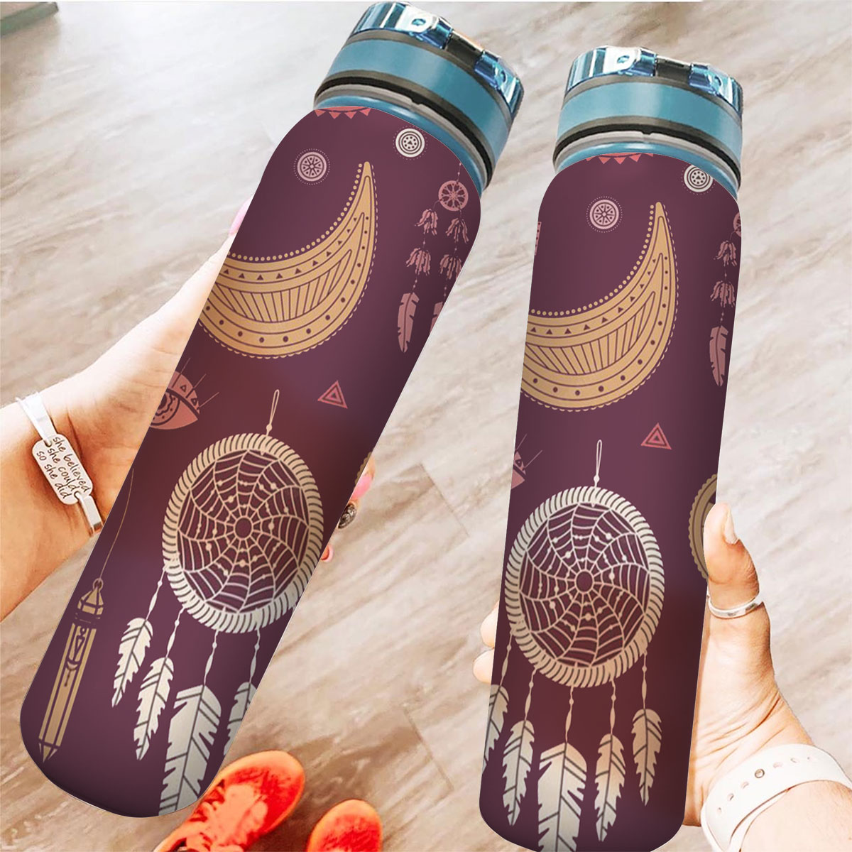 Bohemian With Dreamcatcher And Moon Tracker Bottle