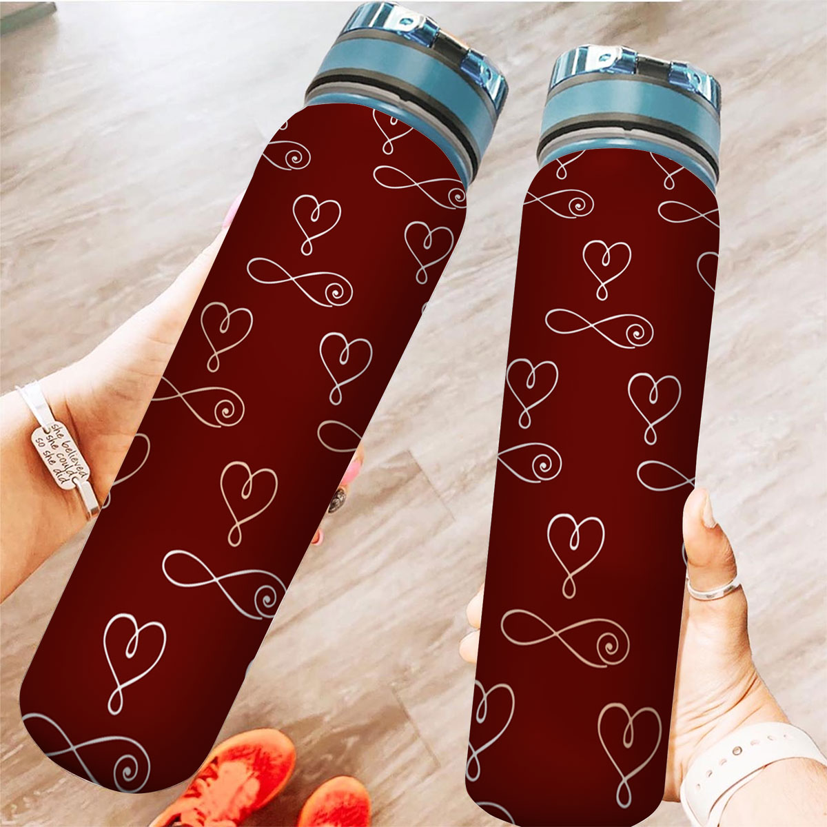 Bohemian With Hearts And Signs Of Infinity Tracker Bottle