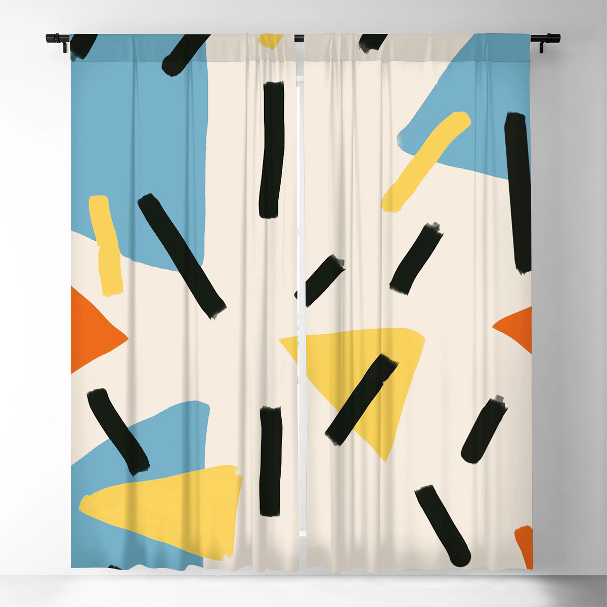 Abstract 80s Aesthetic Geometric Shape Window Curtain
