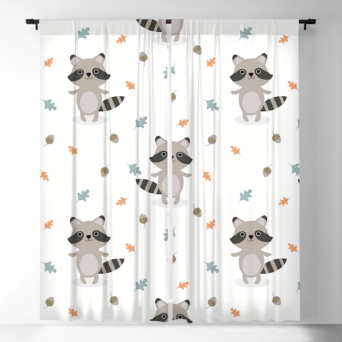 Autumn Raccoon Window Curtain
