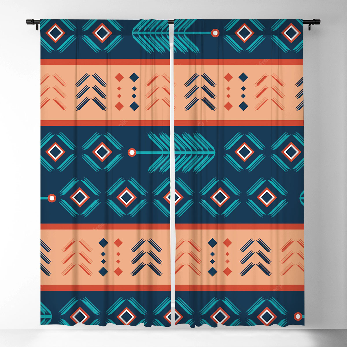 Aztec With Bohemian Stripes Abstract Window Curtain