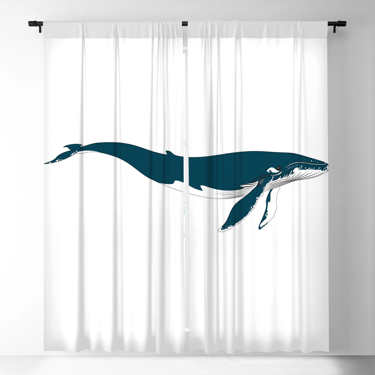 Beautiful Blue Whale Window Curtain