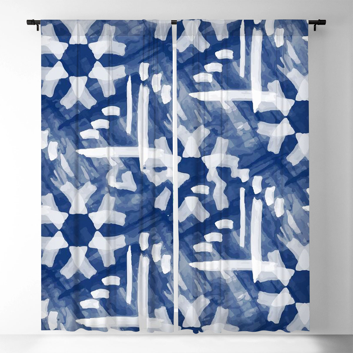 Blue Color Wabi Sabi Window Curtain