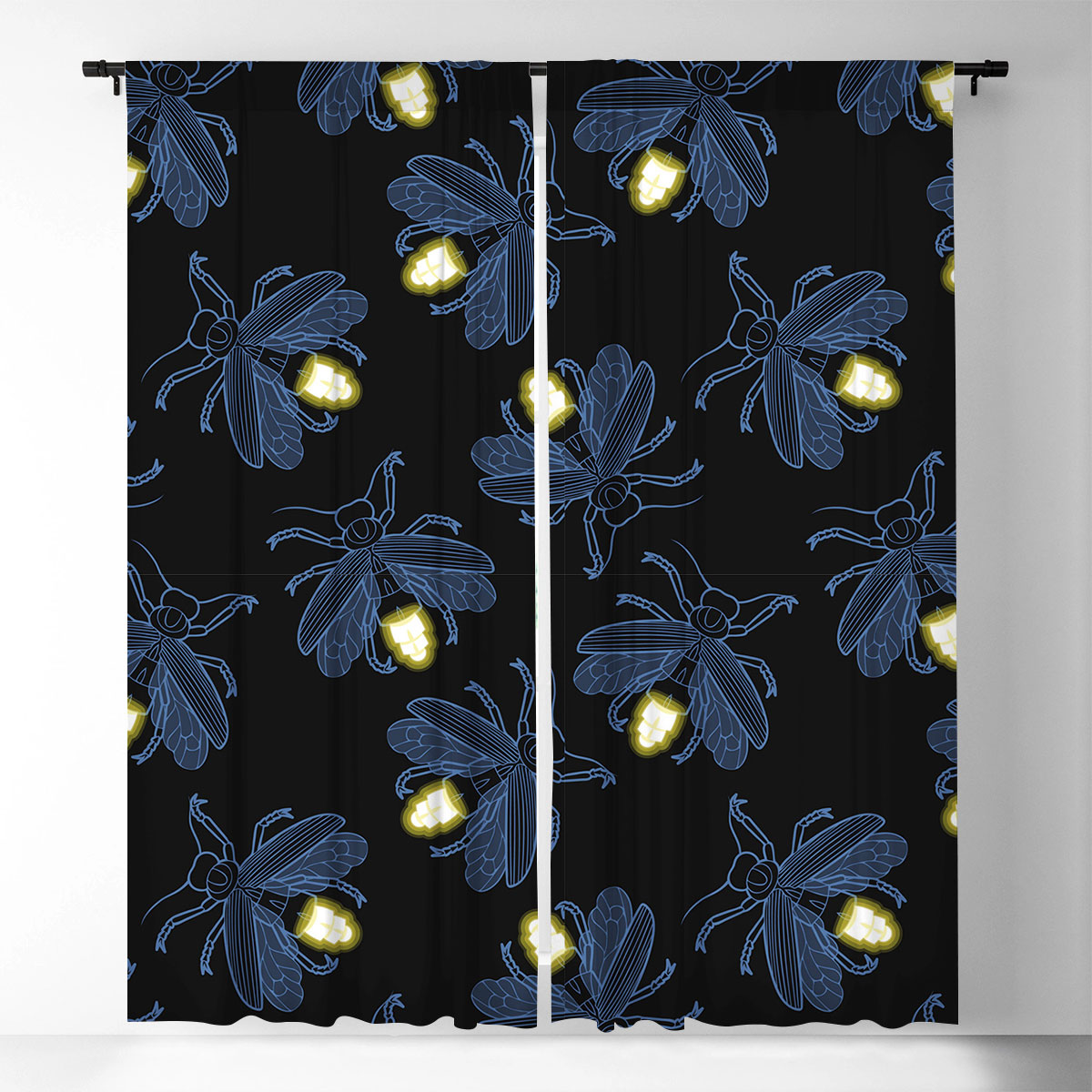 Blue Fireflies Window Curtain