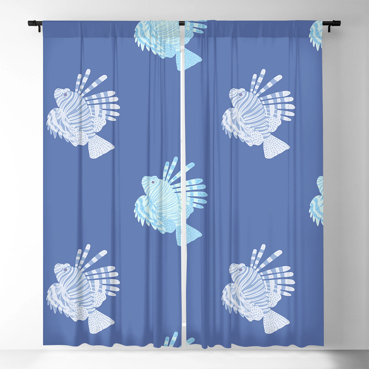 Blue Lionfish Window Curtain