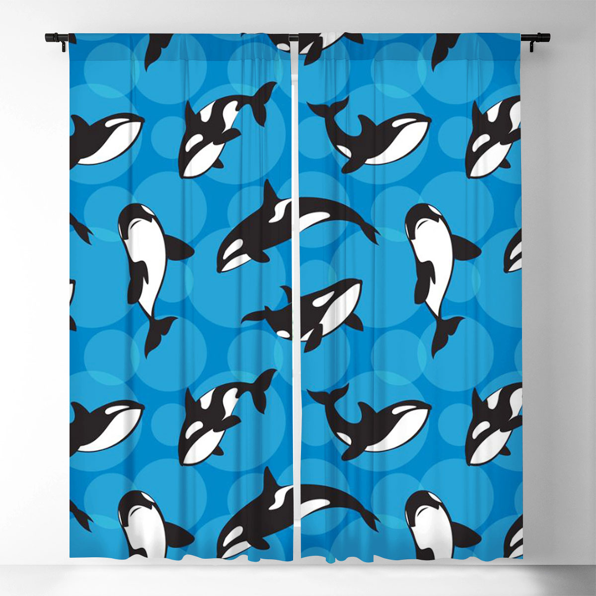 Blue Ocean Orca Monogram Window Curtain