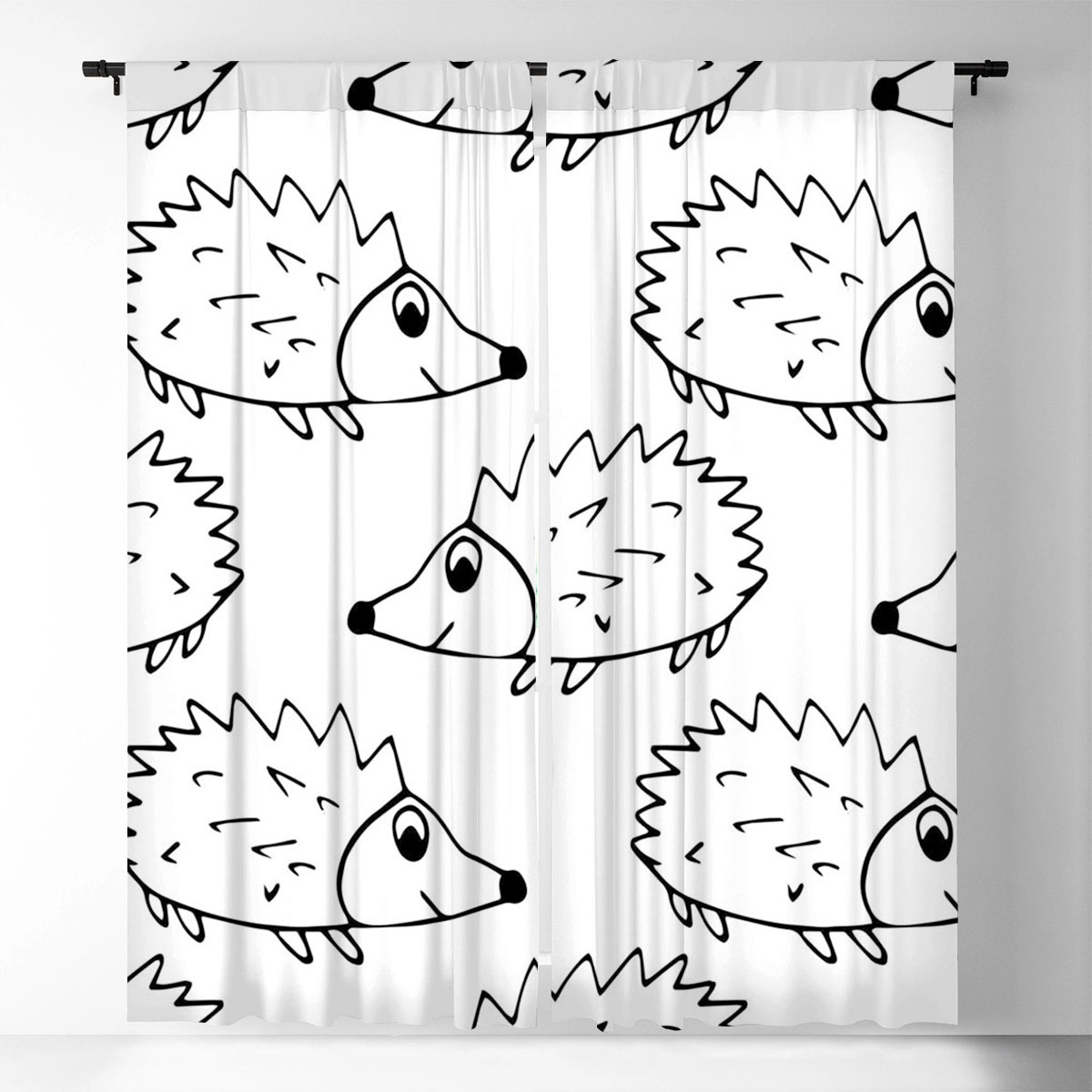 BnW Hedgehog Window Curtain