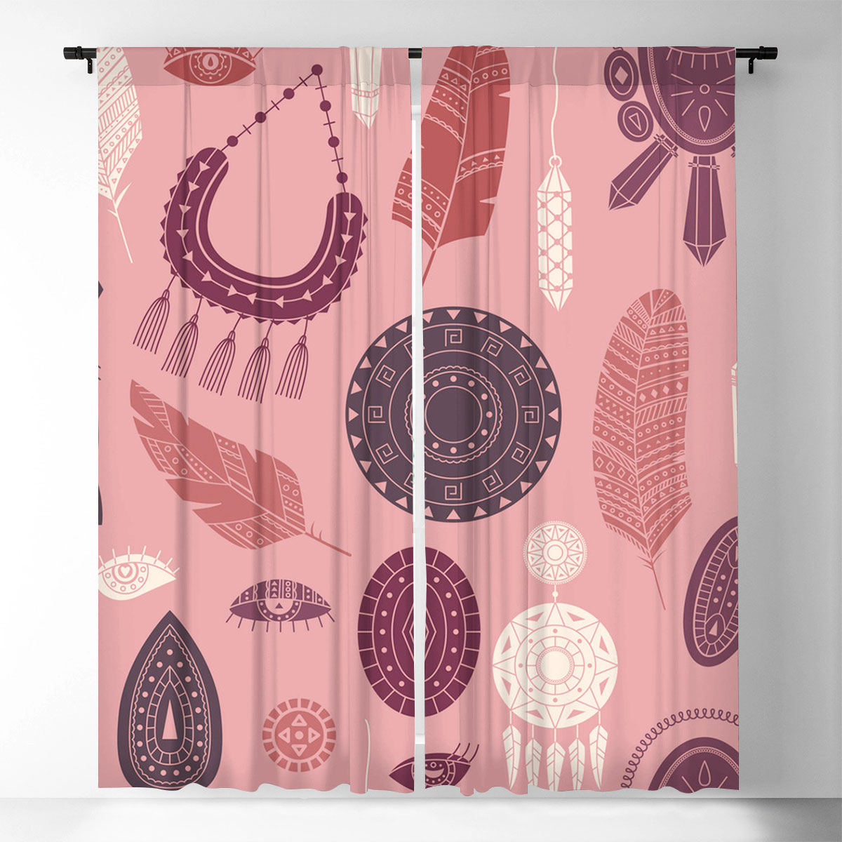 Bohemian On Pink Window Curtain