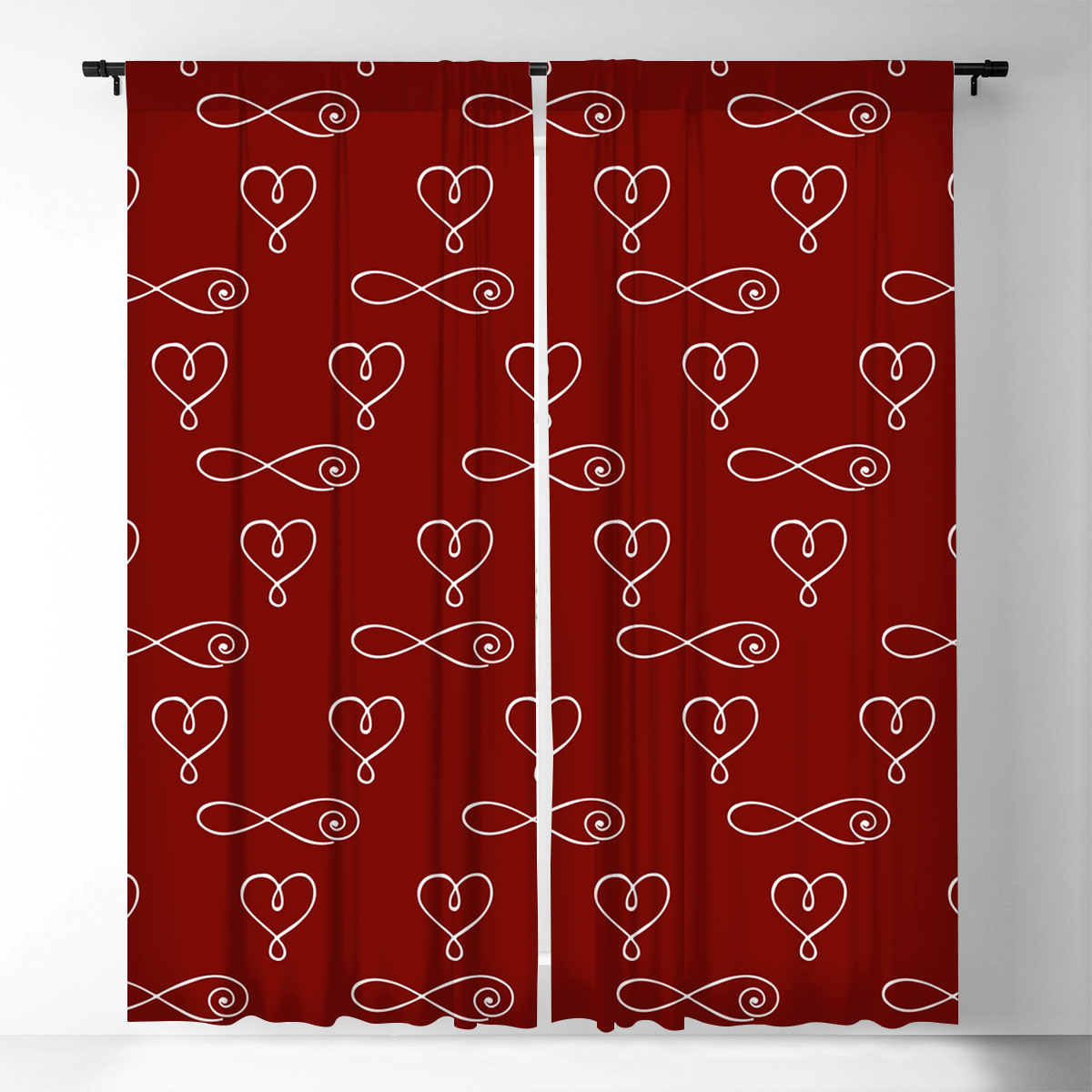 Bohemian With Hearts And Signs Of Infinity Window Curtain