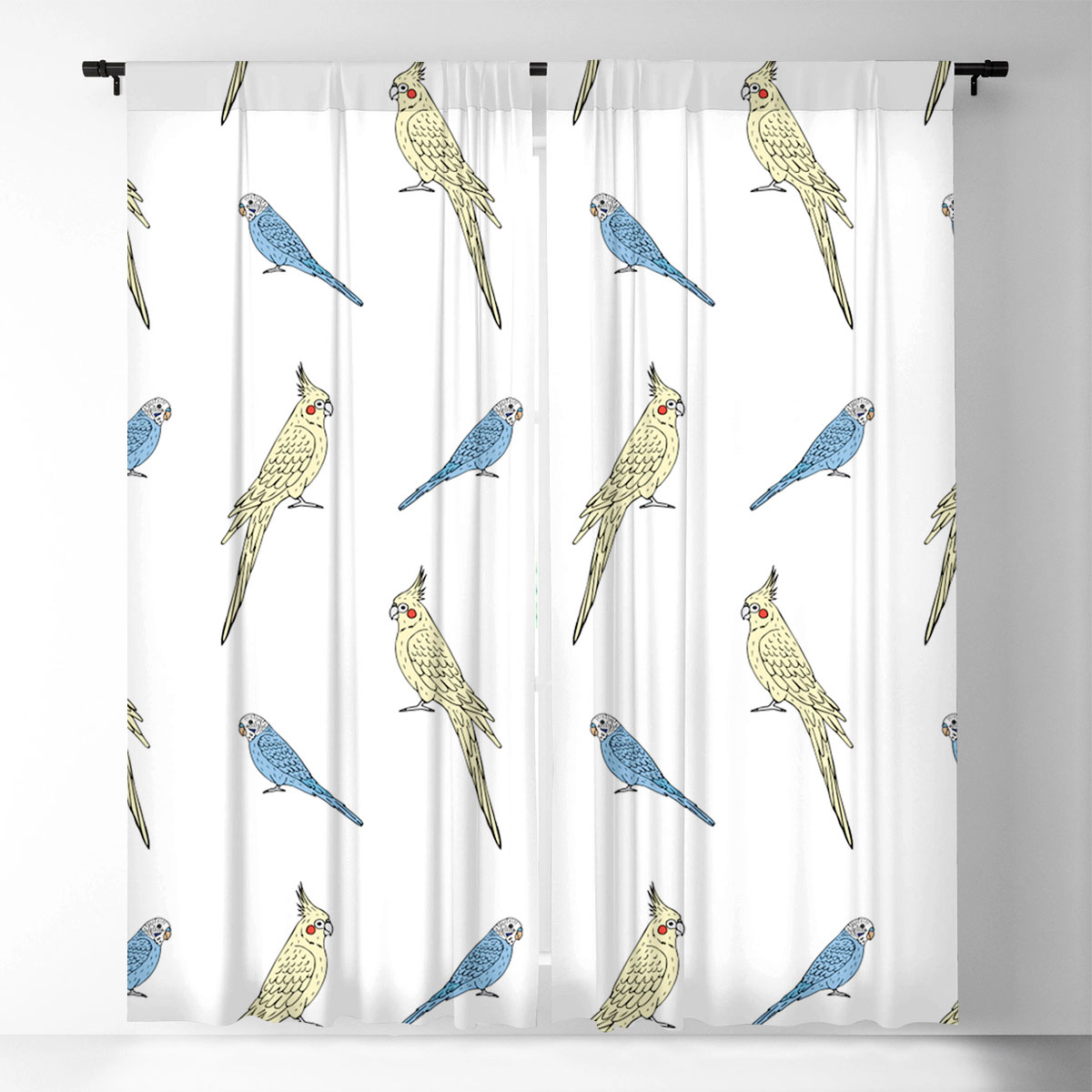 Budgie And Cockatiel Window Curtain