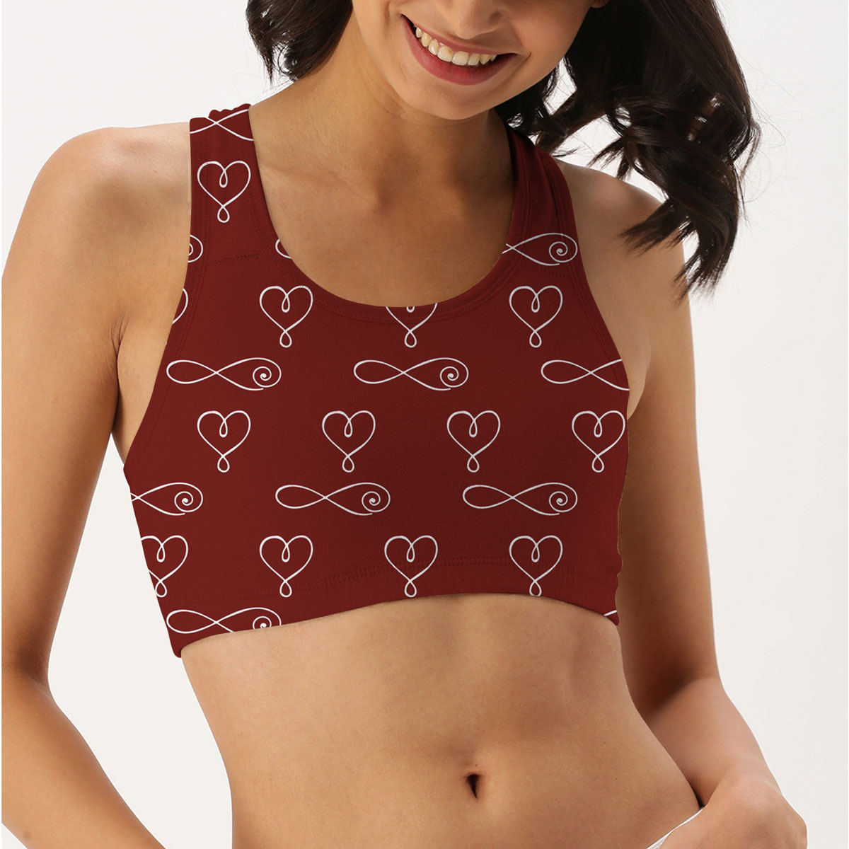 Bohemian With Hearts And Signs Of Infinity Women Sports Bra