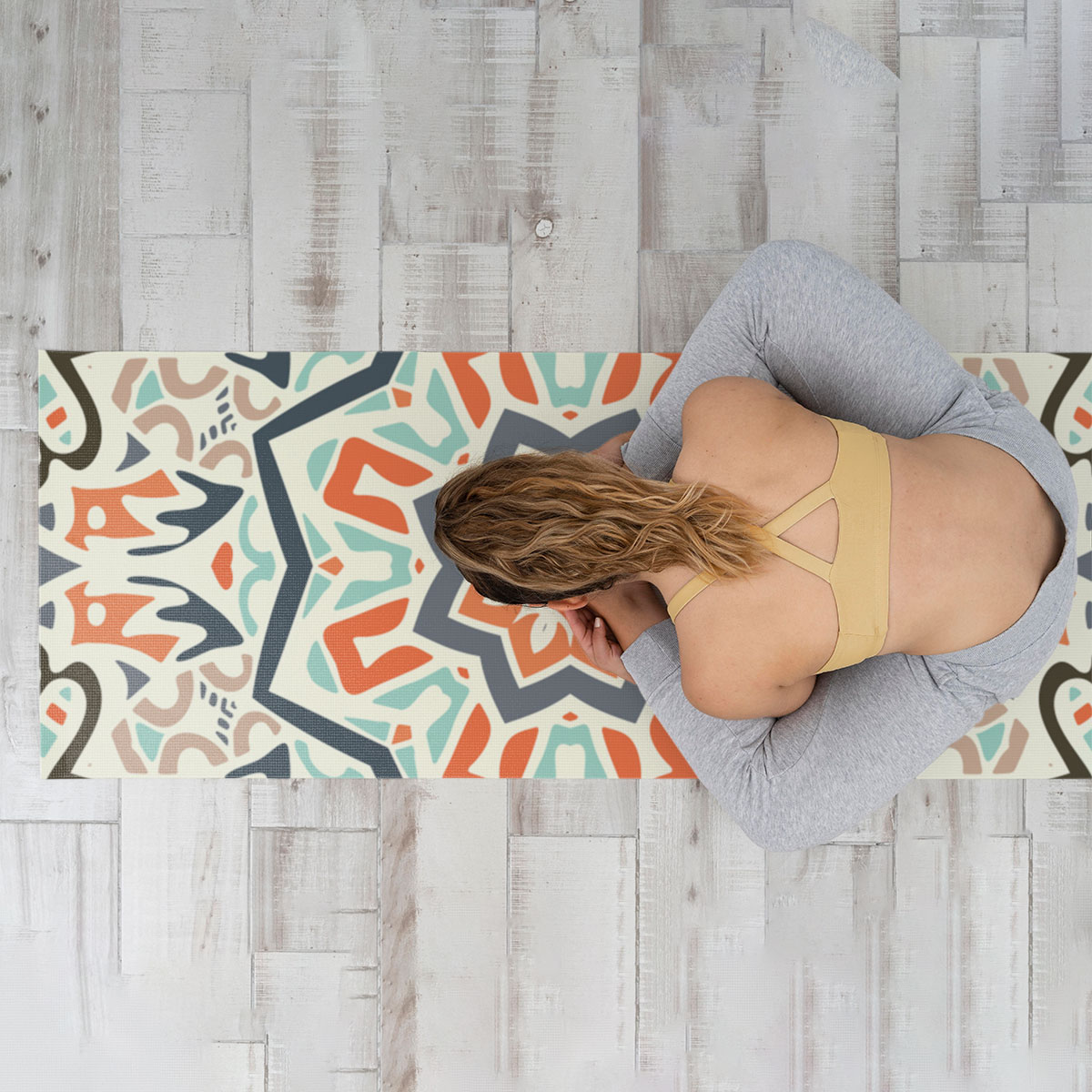 Abstract Geometric Tiles Bohemian Yoga Mat