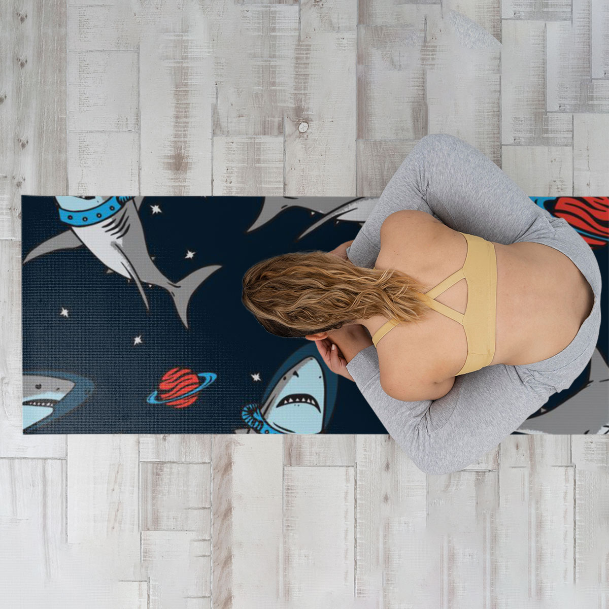 Astronaut Great White Shark Yoga Mat