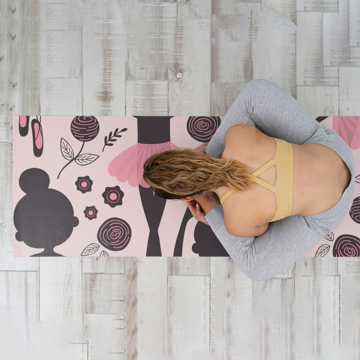 Black And Pink Ballet Yoga Mat