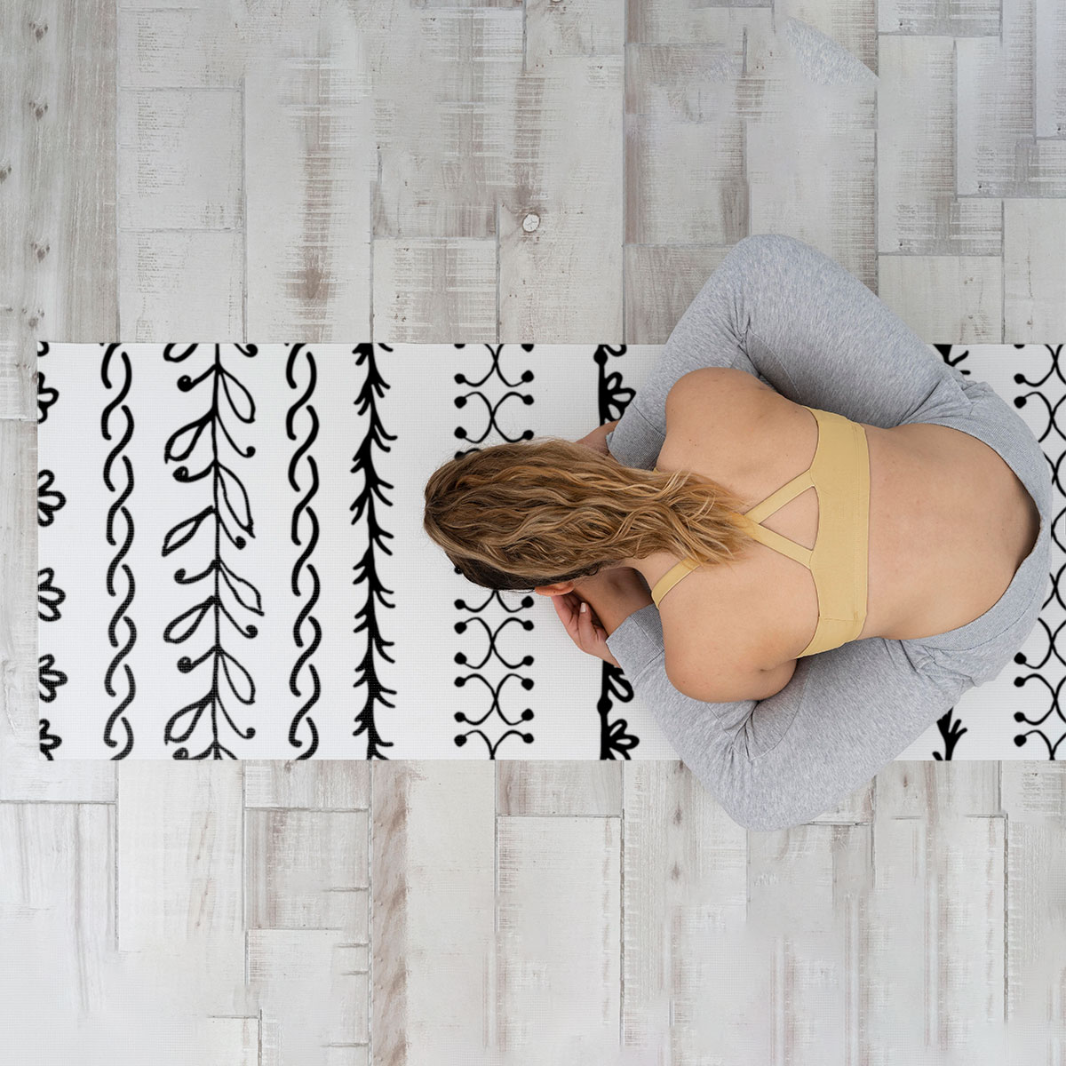 Black And White Bohemian Yoga Mat