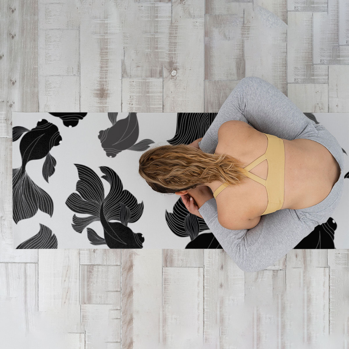 Black Goldfish Yoga Mat