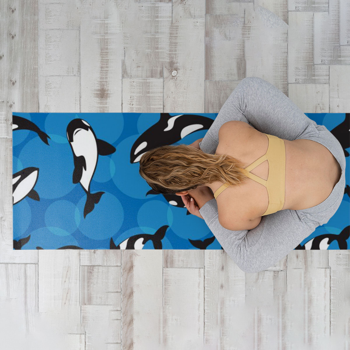 Blue Ocean Orca Monogram Yoga Mat