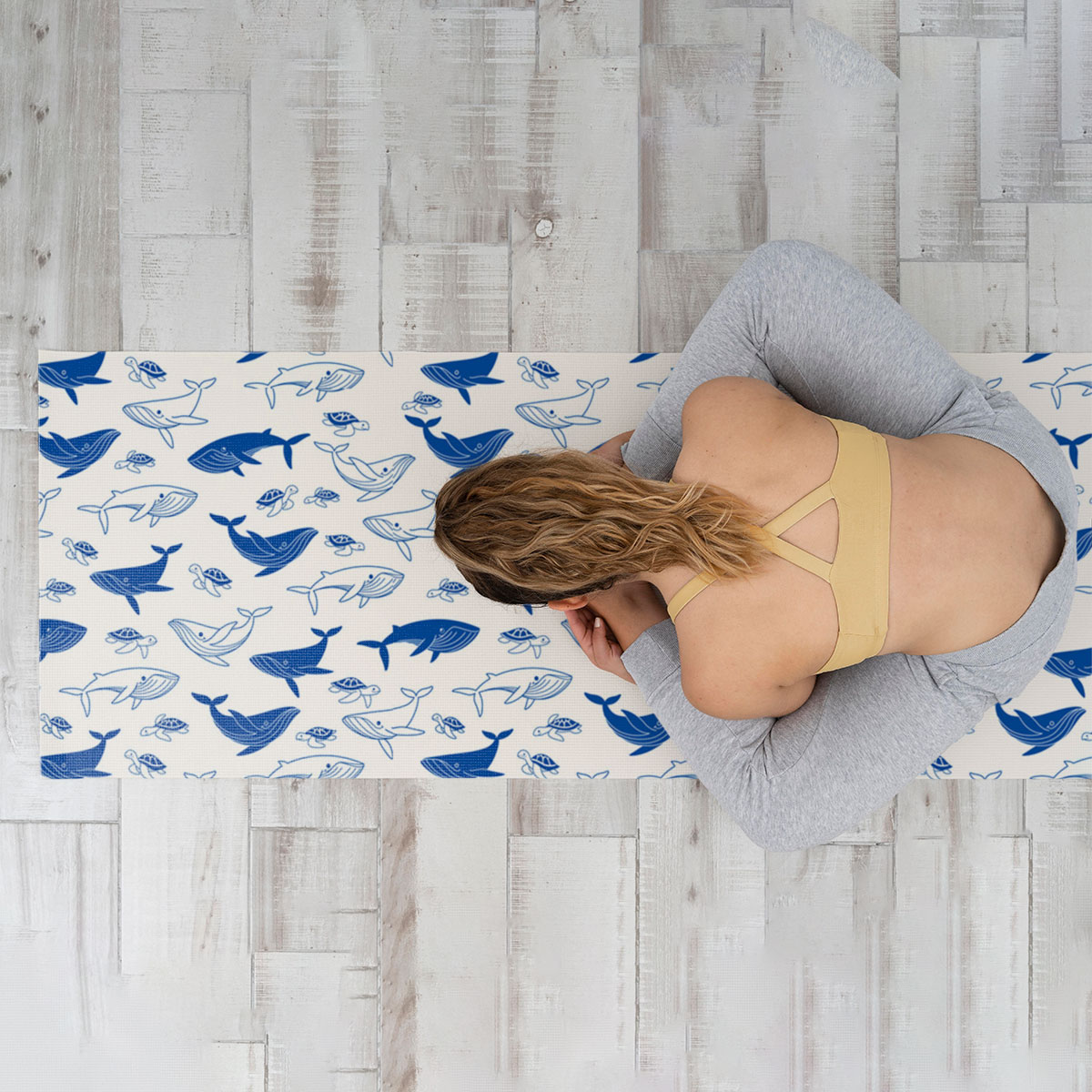 Blue Whale And White Yoga Mat