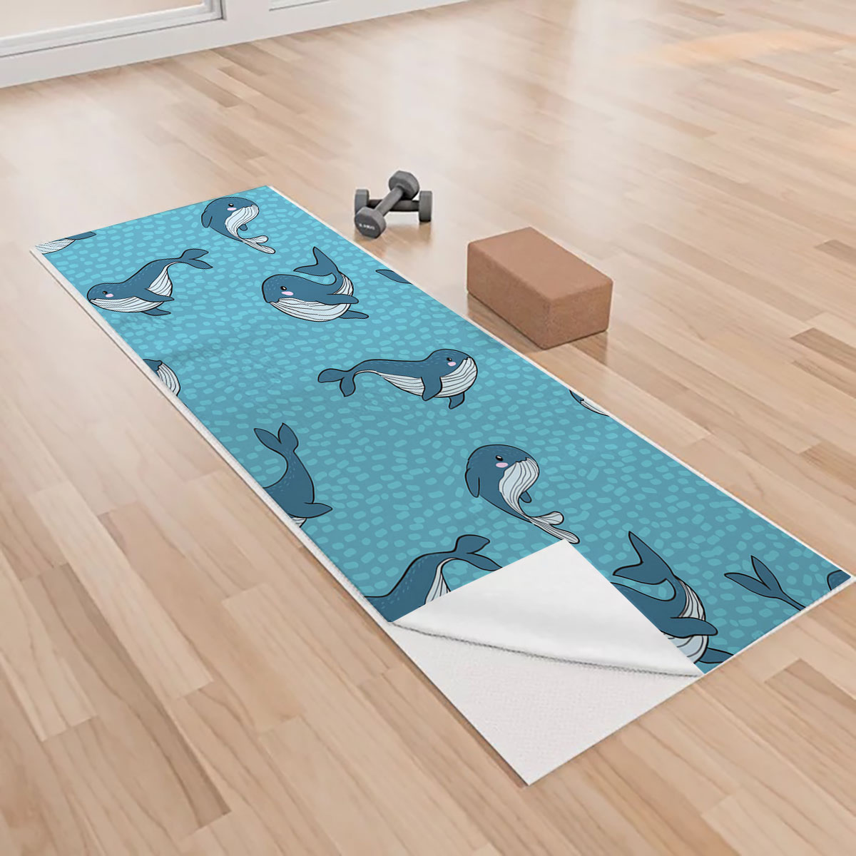 Adorable Blue Whale Yoga Towels