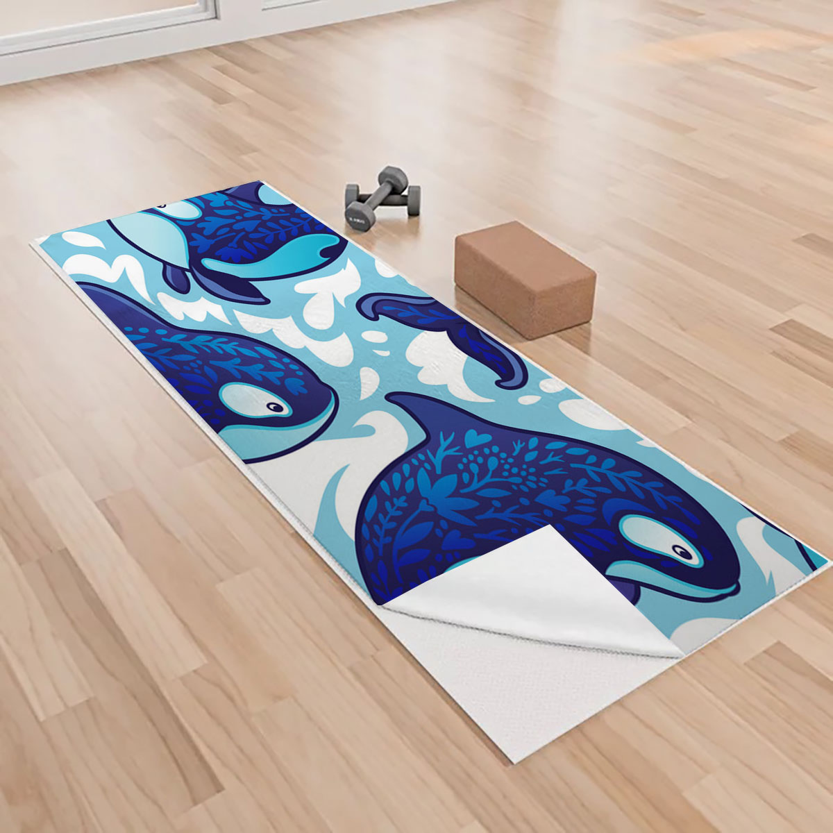 Beautiful Orca Whale Yoga Towels