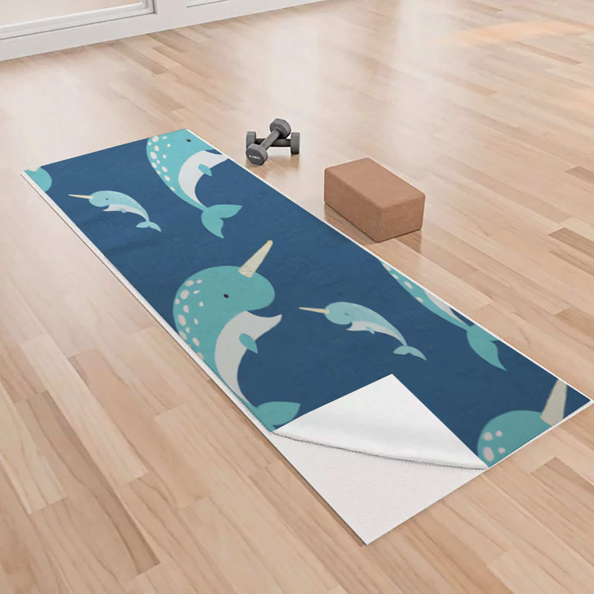 Big And Small Narwhal Yoga Towels