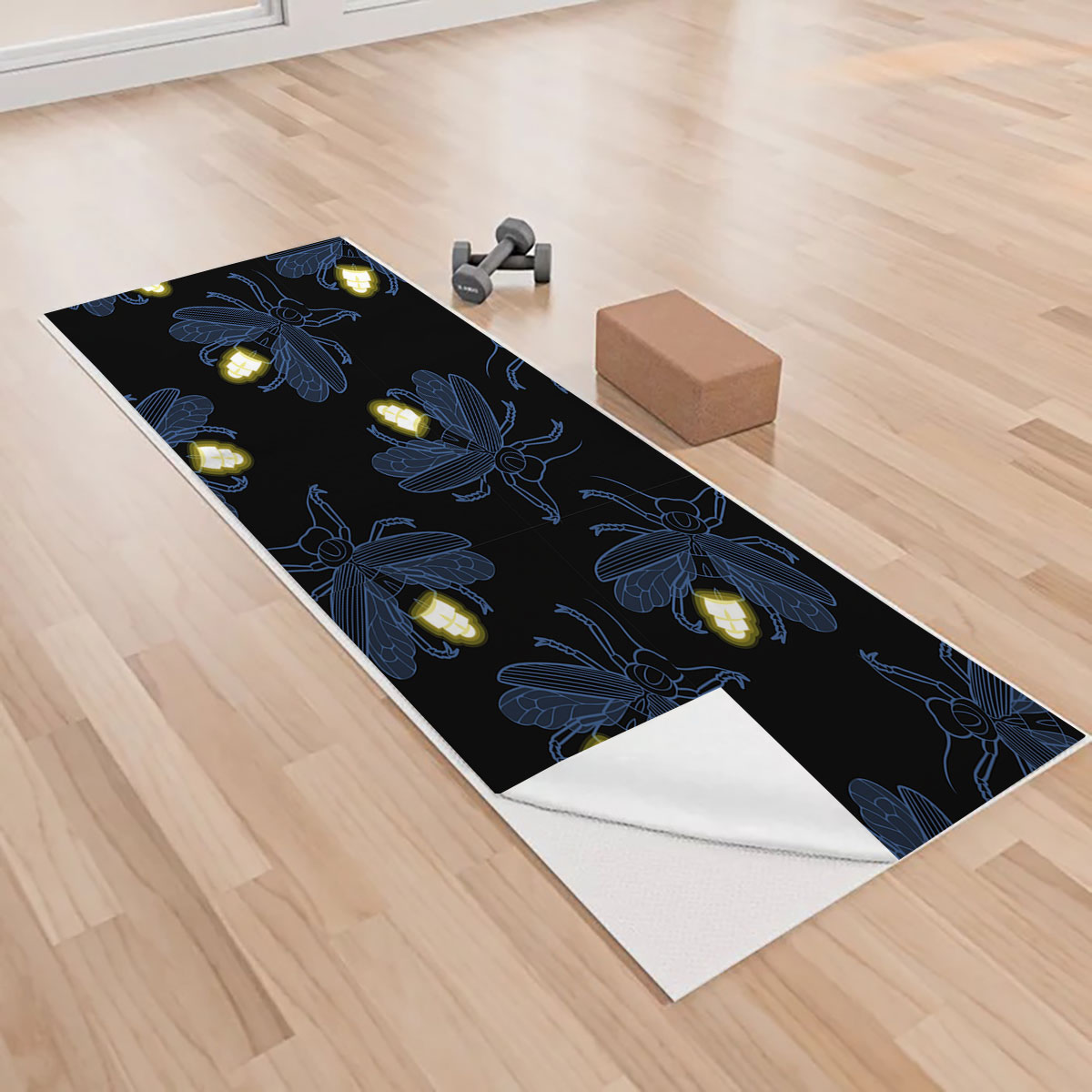 Blue Fireflies Yoga Towels