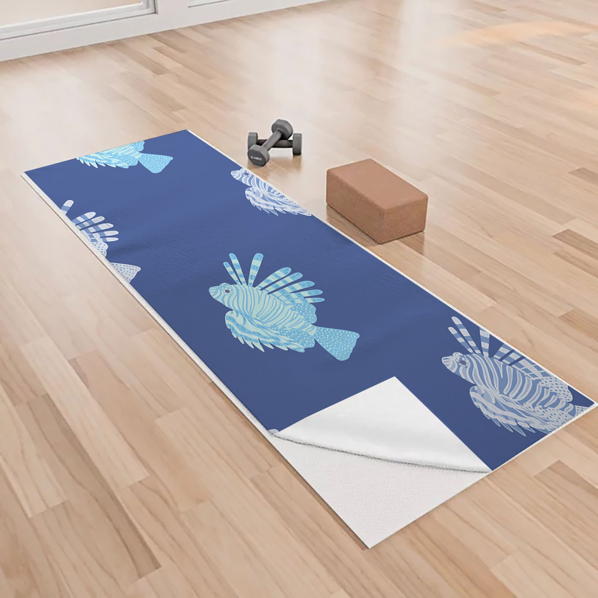 Blue Lionfish Yoga Towels