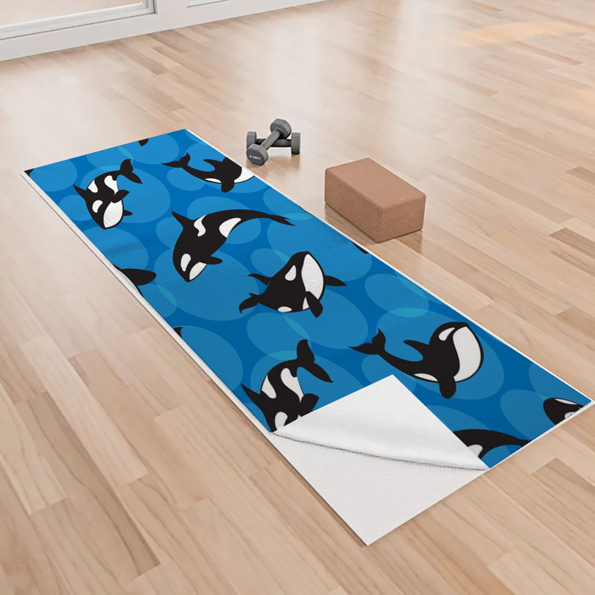 Blue Ocean Orca Monogram Yoga Towels