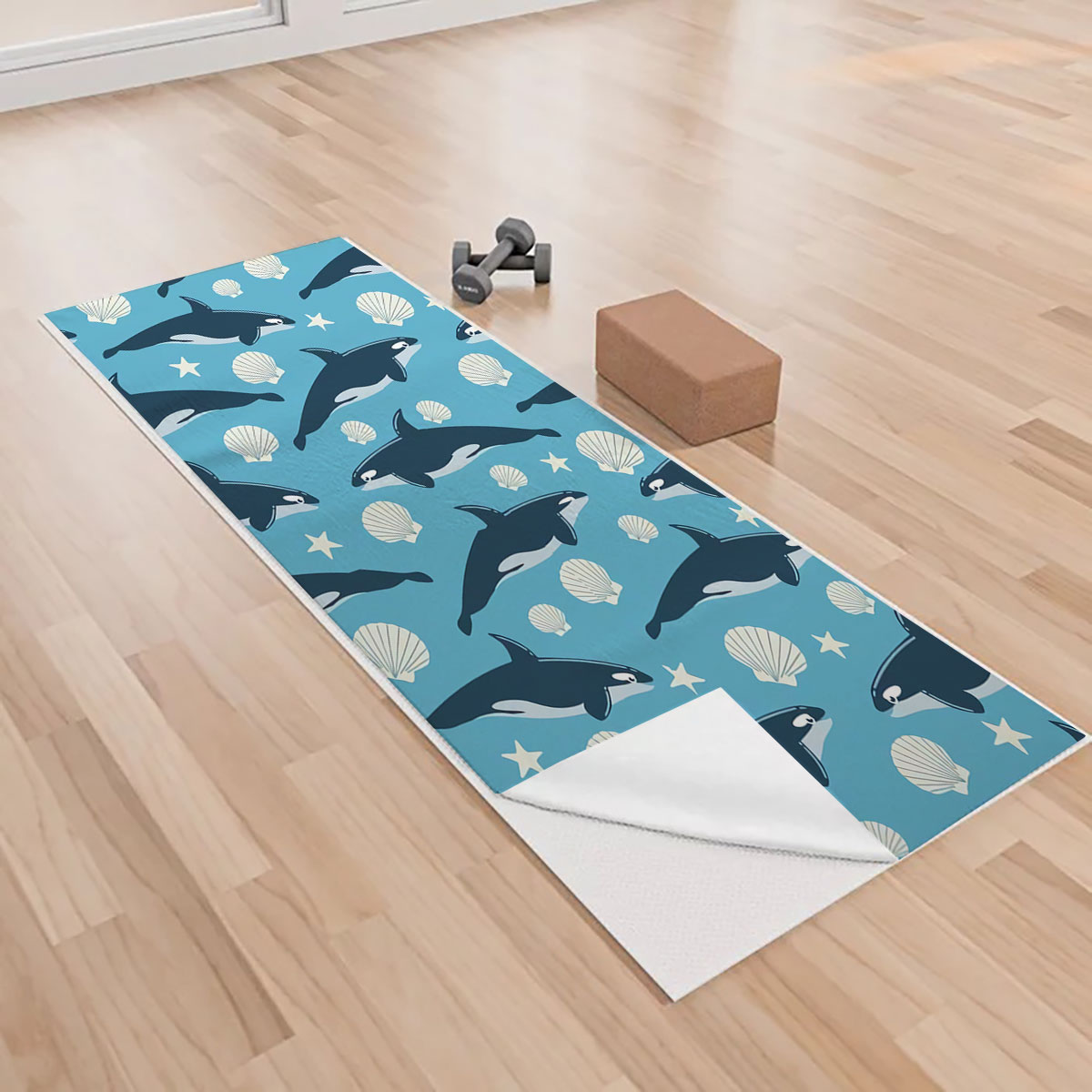 Blue Star Orca Monogram Yoga Towels